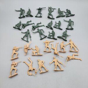 Plastic Army Men Toy Soldiers Army Men Terrarium Decor Green Beige 28 Pcs